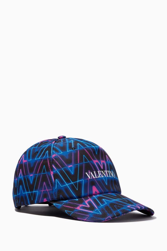 

Valentino Garavani Optical V Cap in Cotton Blend, Multicolour