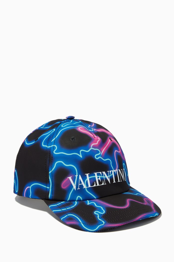 

Valentino Garavani Neon Camo Hat in Twill, Multicolour
