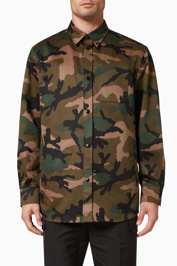 

Camouflage Shirt Jacket in Cotton Drill, Neutral