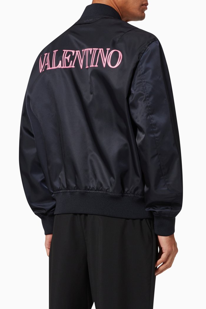 

Neon Universe Logo Bomber Jacket in Nylon, Blue