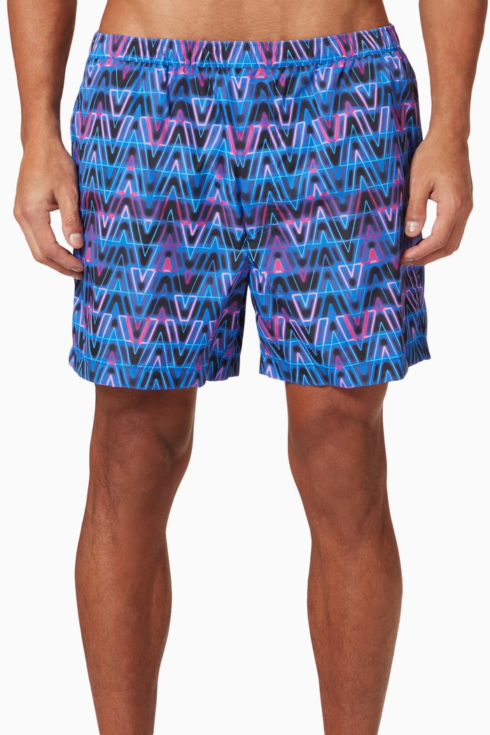 

Neon Optical V Swim Shorts in Nylon, Grey