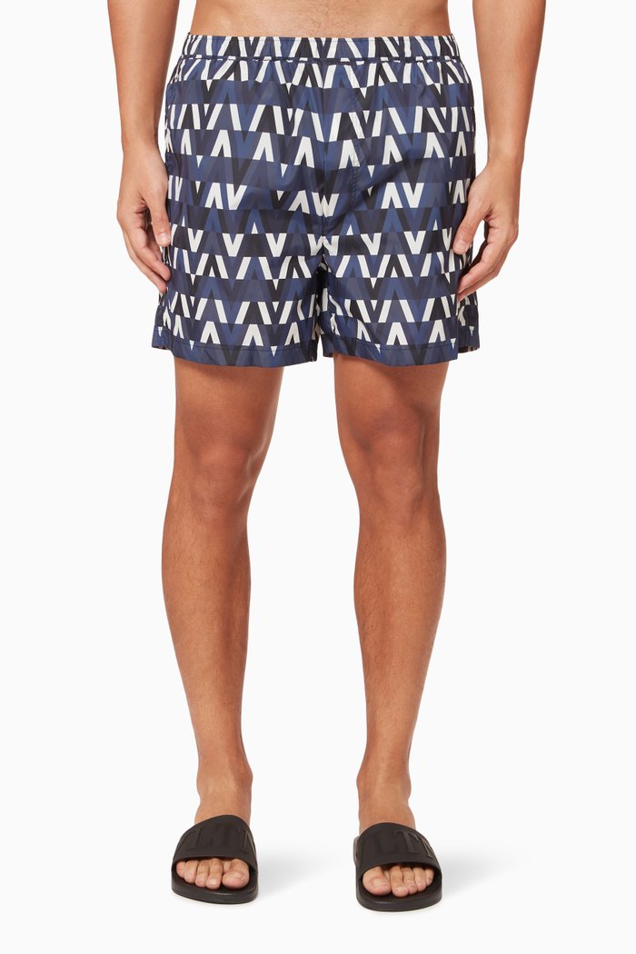 

Optical V Swim Shorts in Nylon, Blue