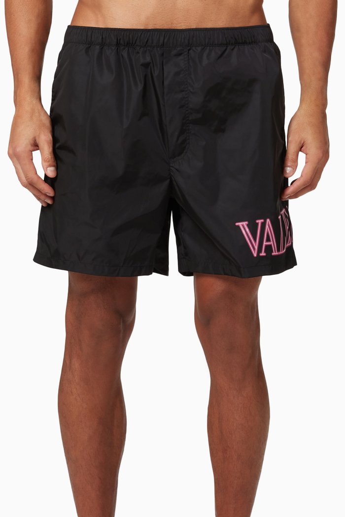 

Neon Logo Swim Shorts, Black