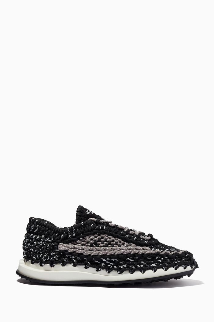 Valentino Garavani Crochet Sneakers in Fabric, Black