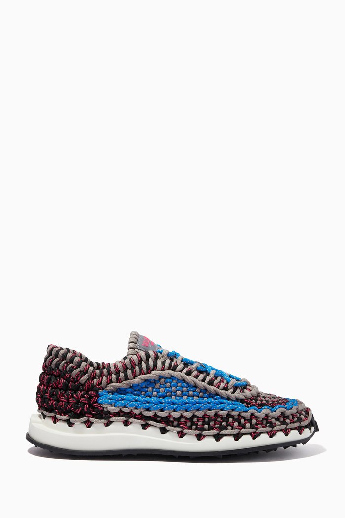 

Valentino Garavani Crochet Sneakers in Woven Fabric, Blue
