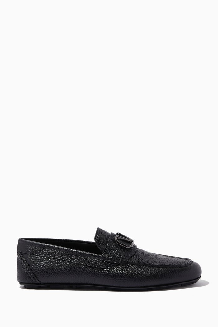 

Valentino Garavani VLOGO Loafers in Calfskin, Black