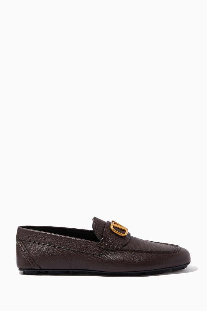 

Valentino Garavani VLOGO Loafers in Calfskin, Brown
