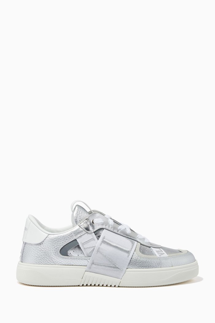 

Valentino Garavani VLTN Sneakers in Metallic Calfskin, Silver