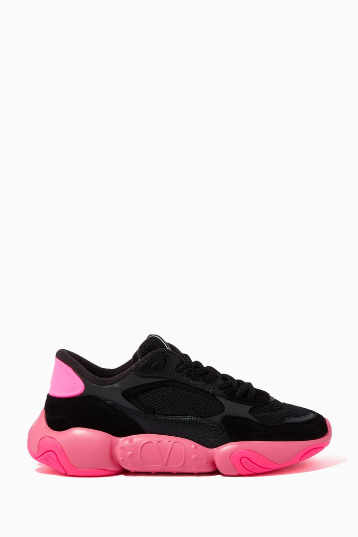 

Valentino Garavani Bubbleback Sneakers in Mesh & Suede, Black