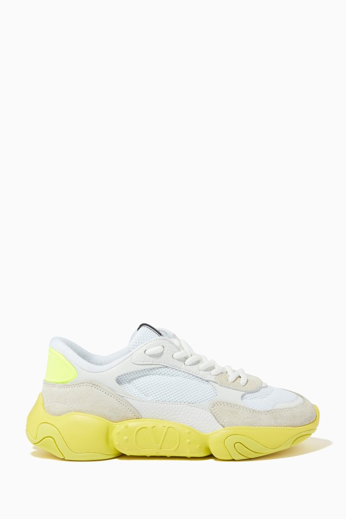 

Valentino Garavani Bubbleback Sneakers in Mesh & Suede, White