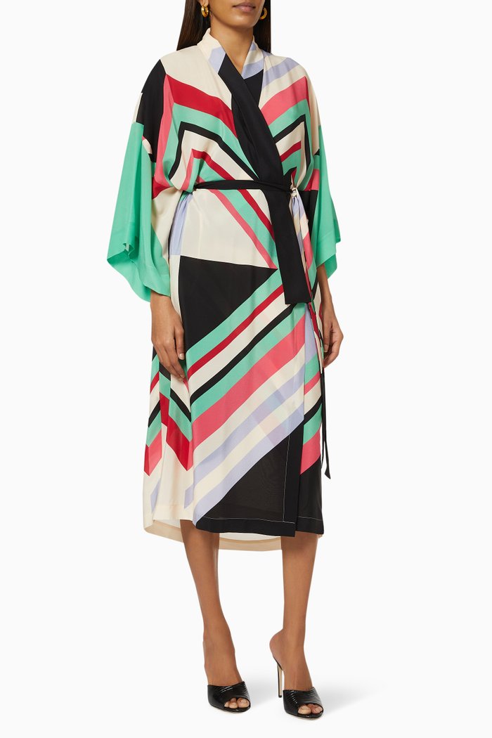 

Acosta Kimono Wrap Dress in Crepe De Chine, Multicolour