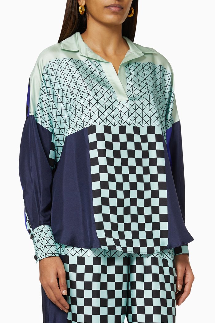 

Gregory Soho Shirt in Silk, Blue