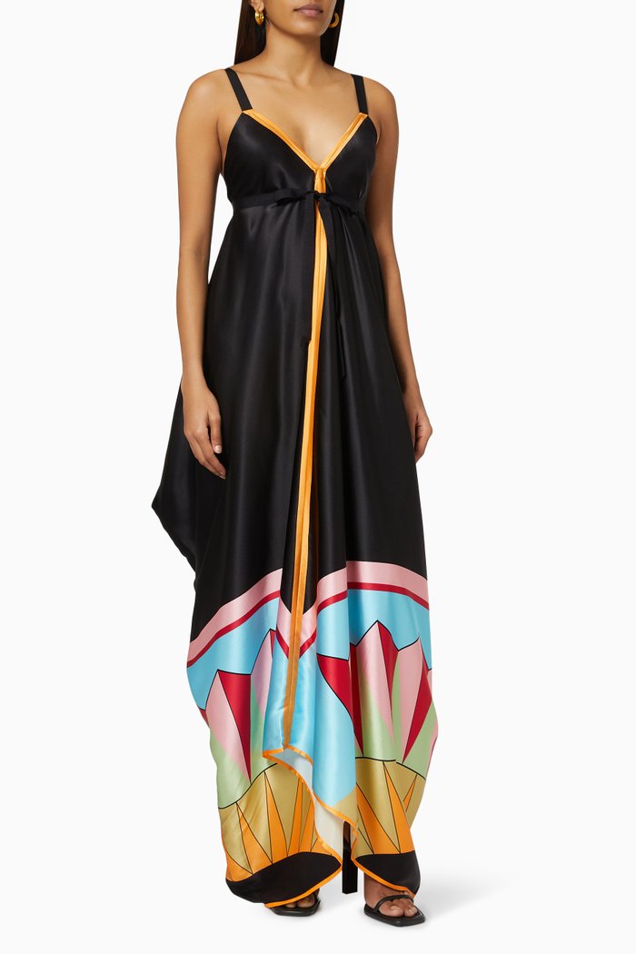 

Kelly Poiret Spaghetti Strap Dress in Silk, Black