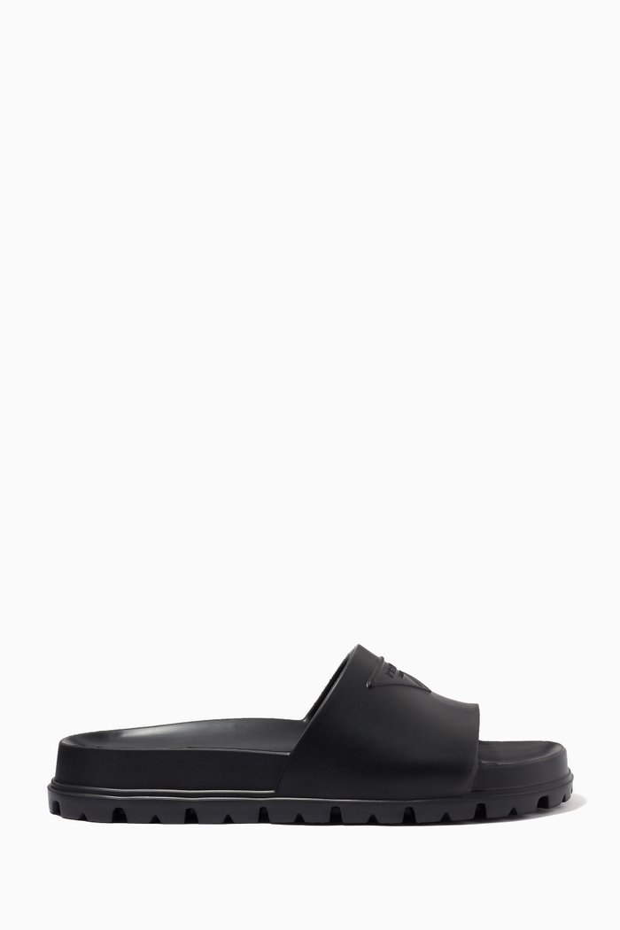 

Embossed Logo Soft Slides in Rubber, Black