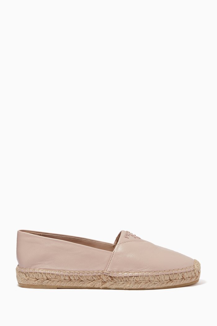 

PRADA Embroidered Espadrilles in Nappa, Pink