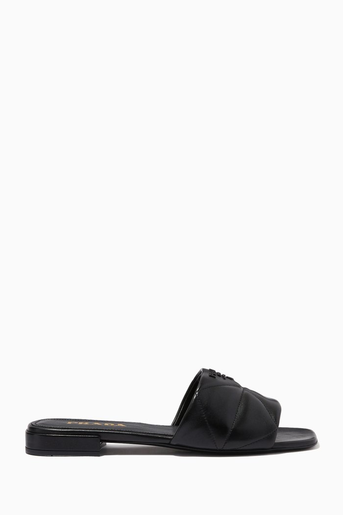 

Logo Slides in Quilted Nappa, Black