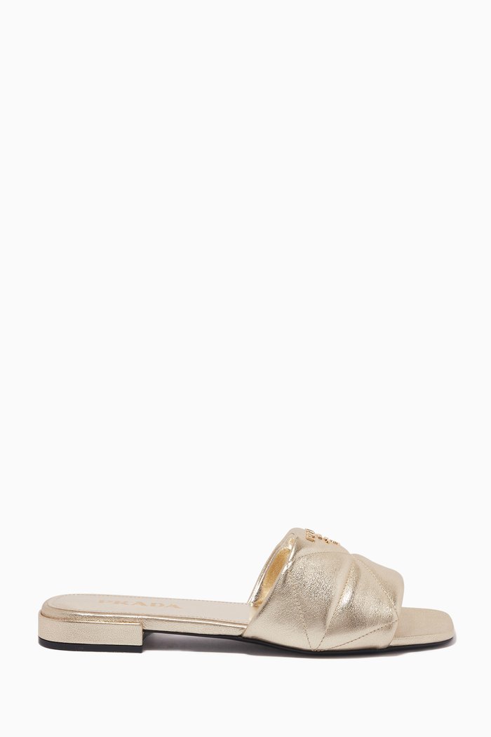 

Logo Slides in Quilted Nappa, Gold