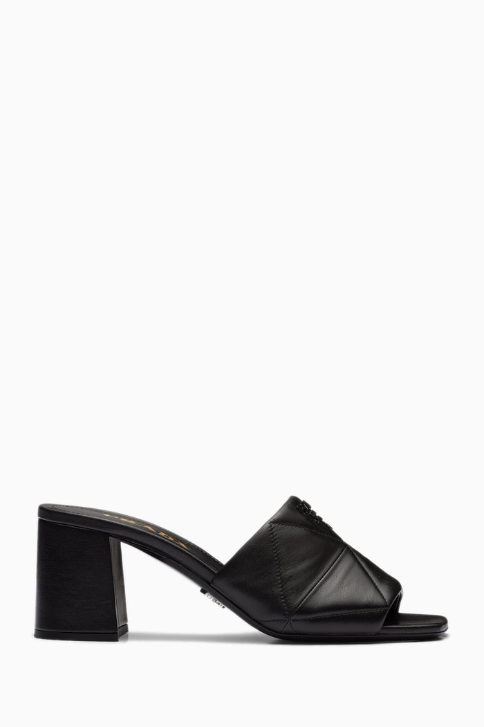 

Logo Mules in Quilted Nappa, Black