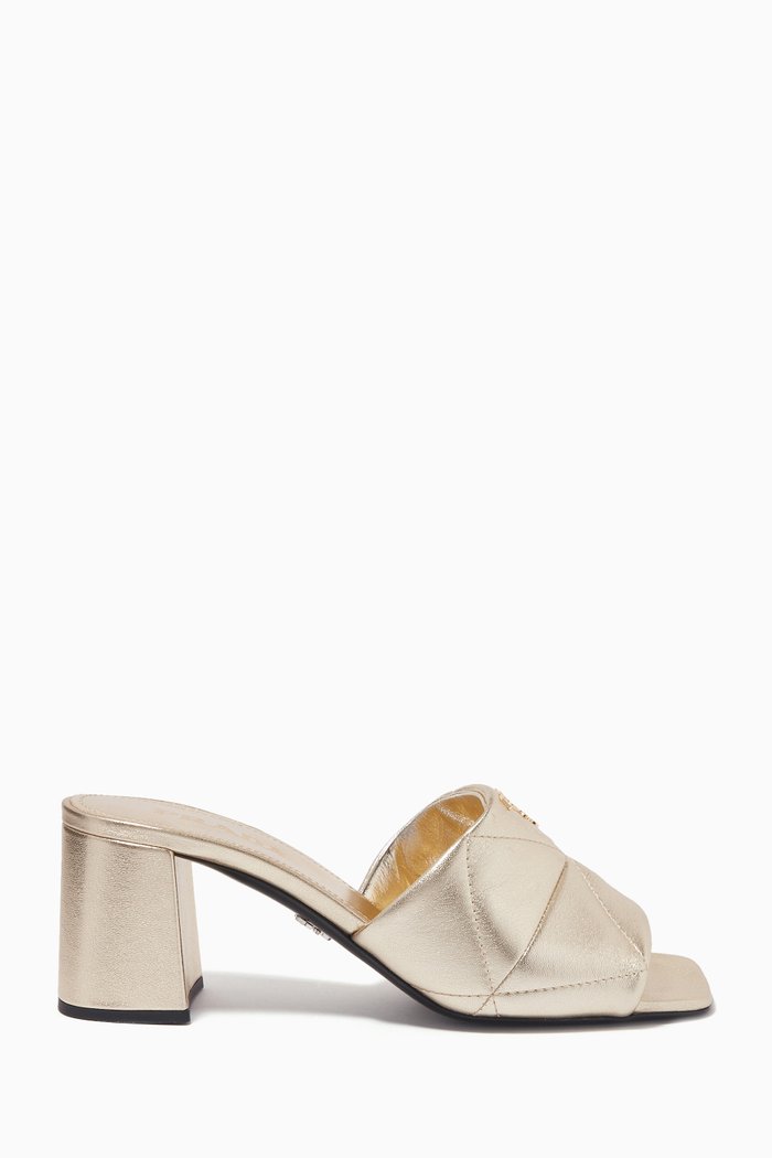 

Logo Mules in Quilted Nappa, Gold