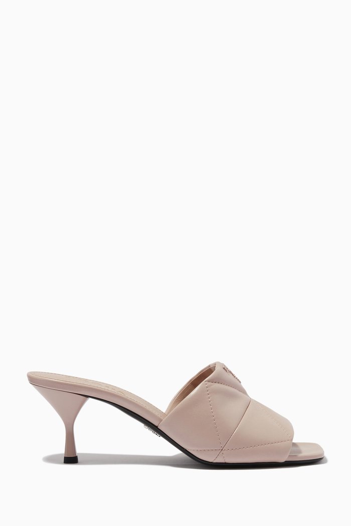 

Logo Mules in Quilted Nappa, Pink