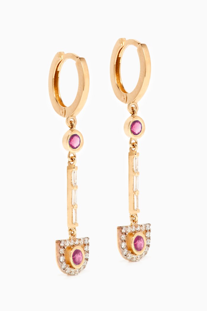 

Comet Earrings with Pink Sapphires & Diamonds in 14kt Rose Gold