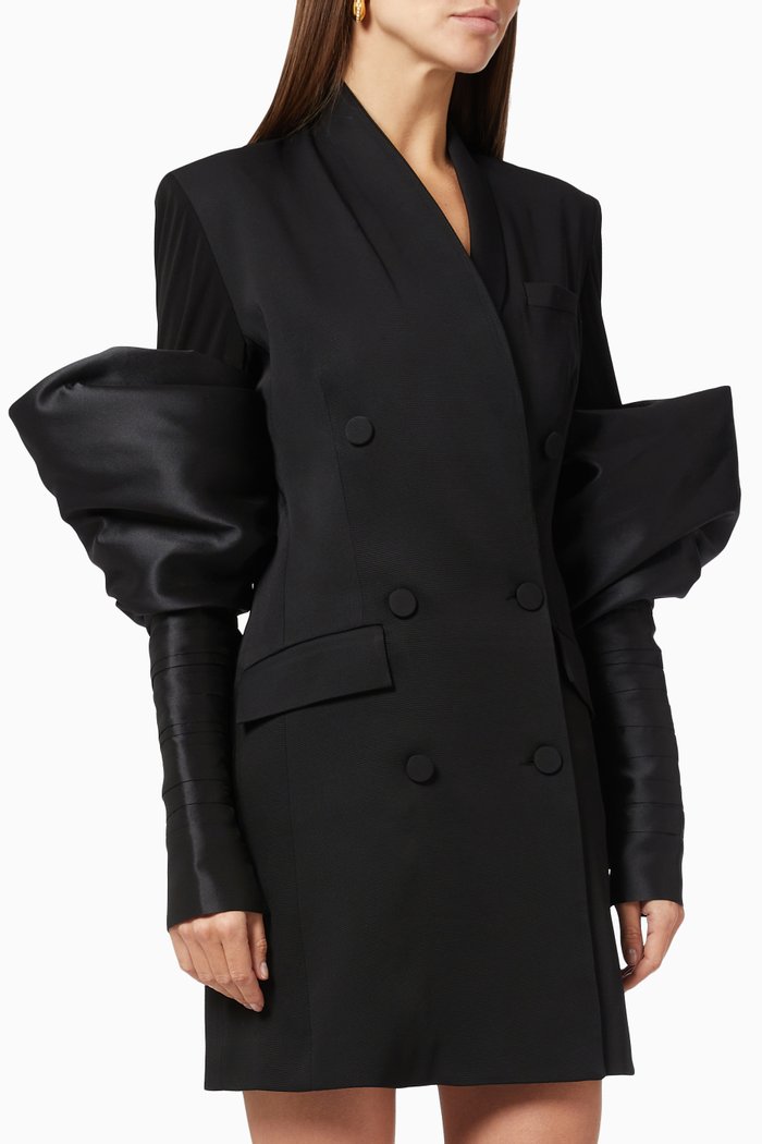 

Couture Sleeves Tuxedo Dress, Black