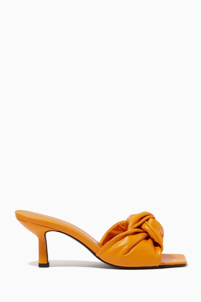 Lana Mules in Gloss Leather, Orange