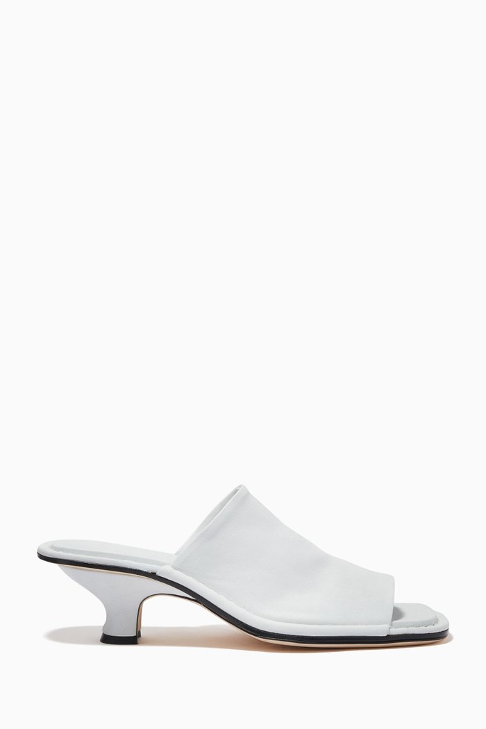 

Frankie Mule Sandals in Stretch Leather, White