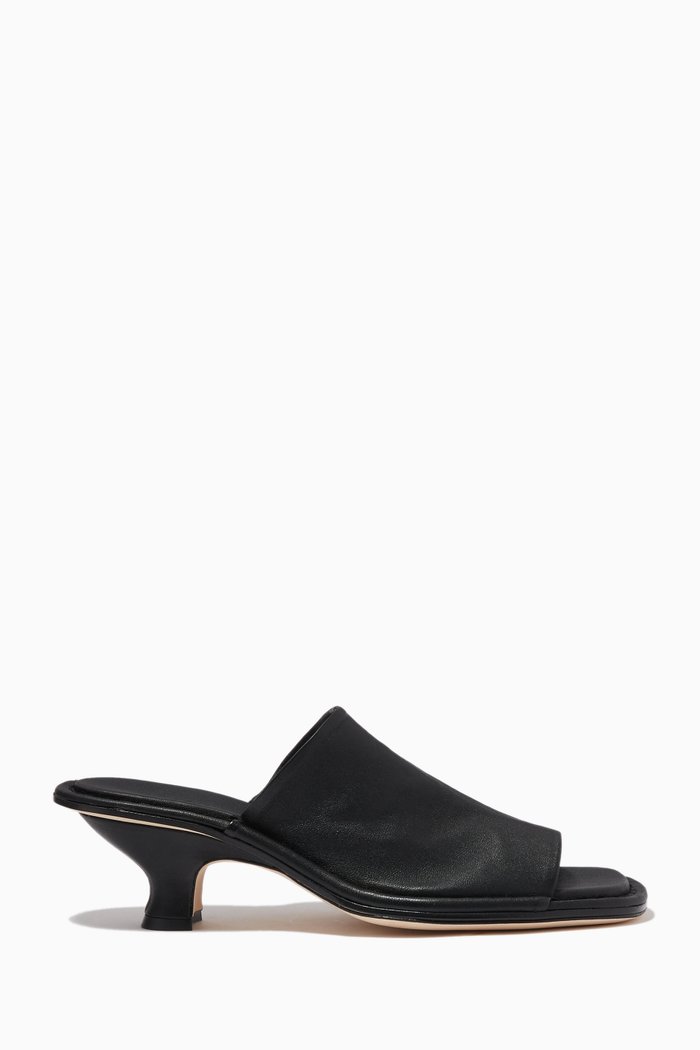 

Frankie Mule Sandals in Stretch Leather, Black