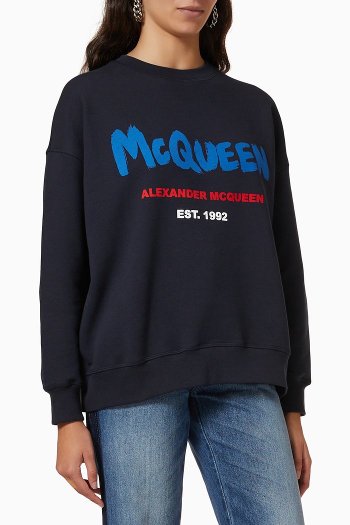 McQueen Graffiti Sweatshirt in Cotton Jersey, Multicolour
