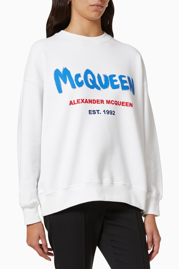 

McQueen Graffiti Sweatshirt in Cotton Jersey, Multicolour