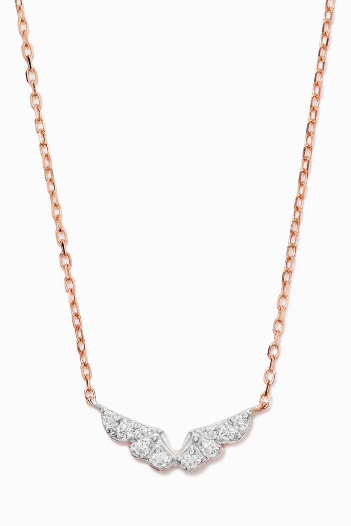 

Magic Touch Angel Wings Diamond Necklace in 18kt Rose Gold