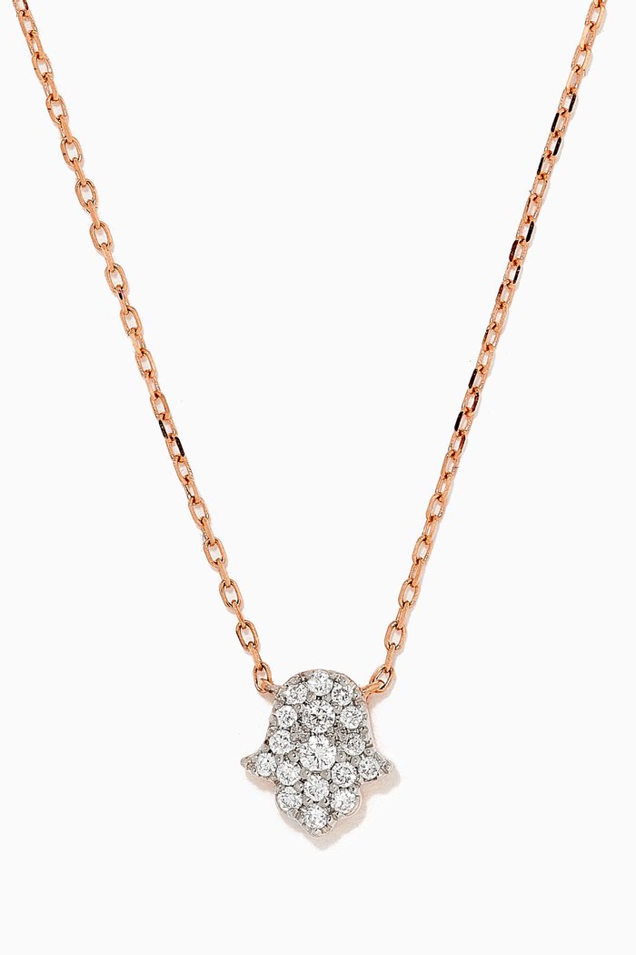 

Magic Touch Hand Diamond Necklace in 18kt Rose Gold