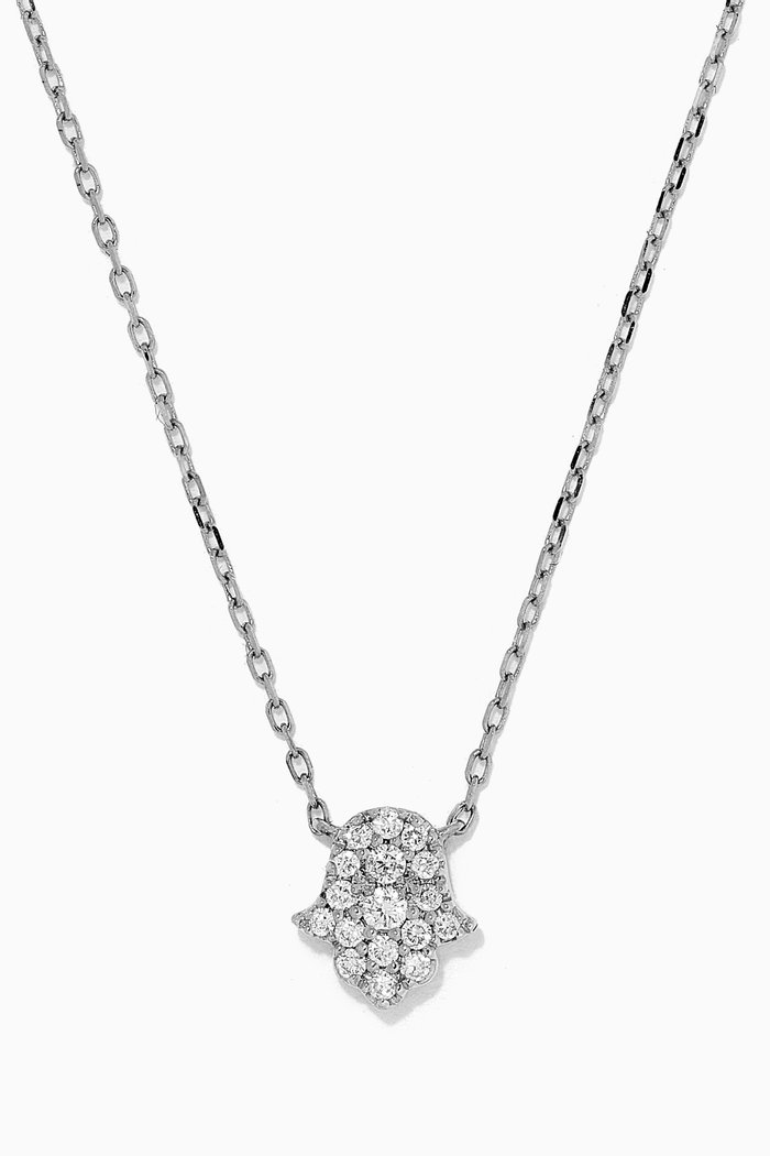 

Magic Touch Hand Diamond Necklace in 18kt White Gold
