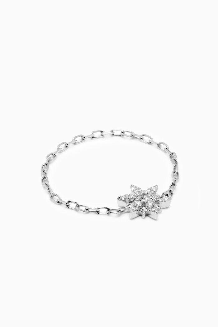 

Soleil Mini Diamond Chain Ring in 18kt White Gold