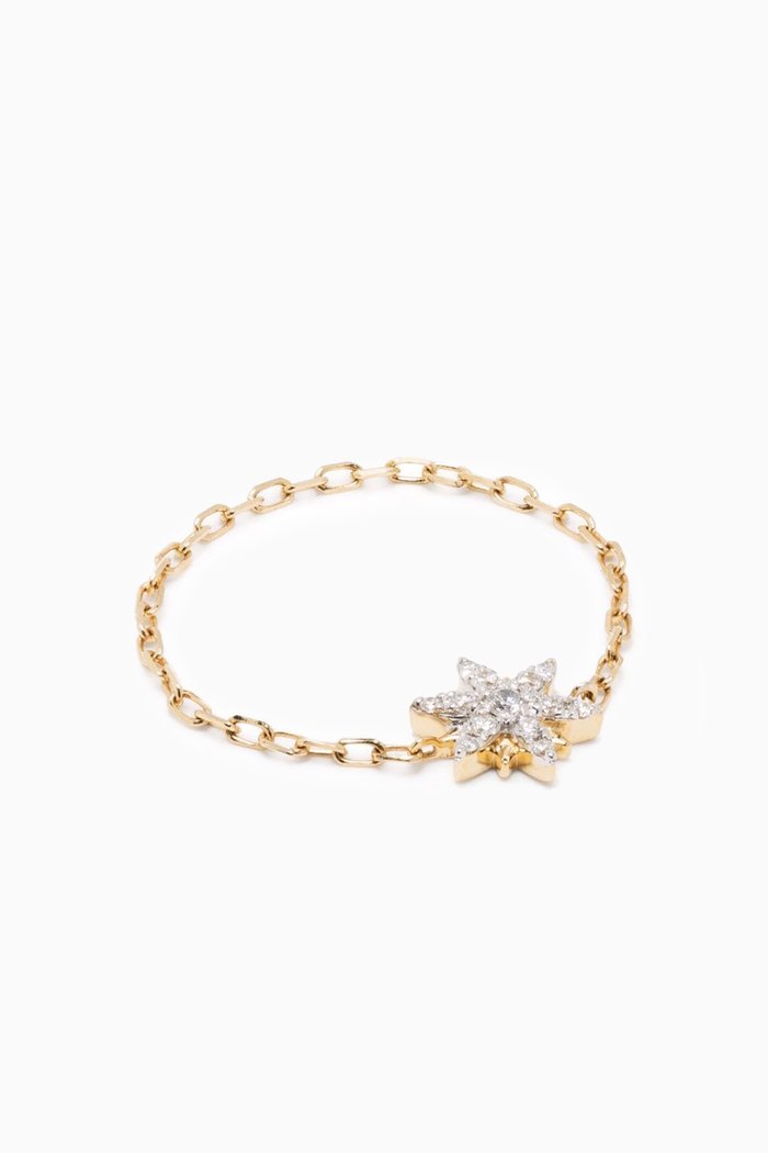 

Soleil Mini Diamond Chain Ring in 18kt Yellow Gold