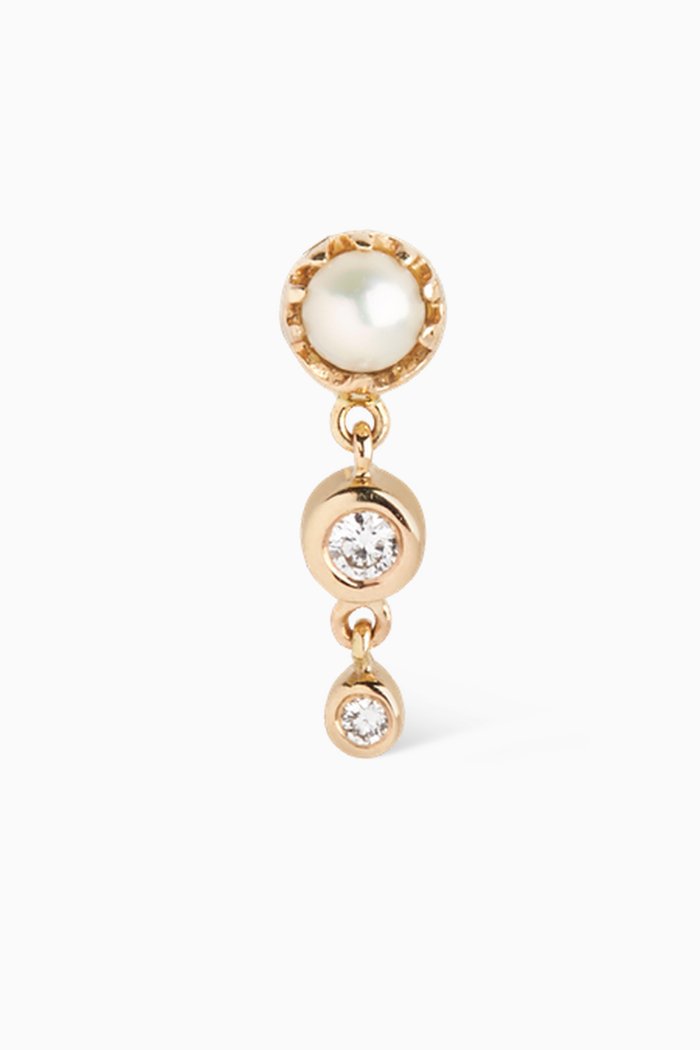 

Lustre Diamond & Pearl Single Stud in 14kt Yellow Gold