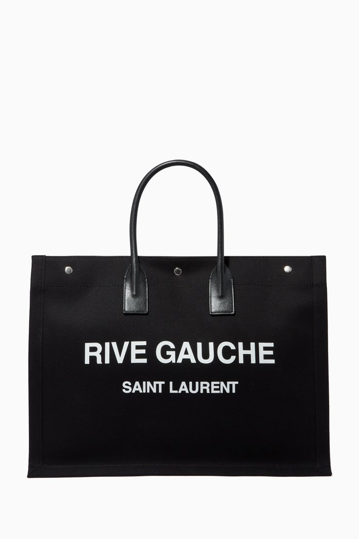 

Large Rive Gauche Tote Bag in Canvas & Leather, Black