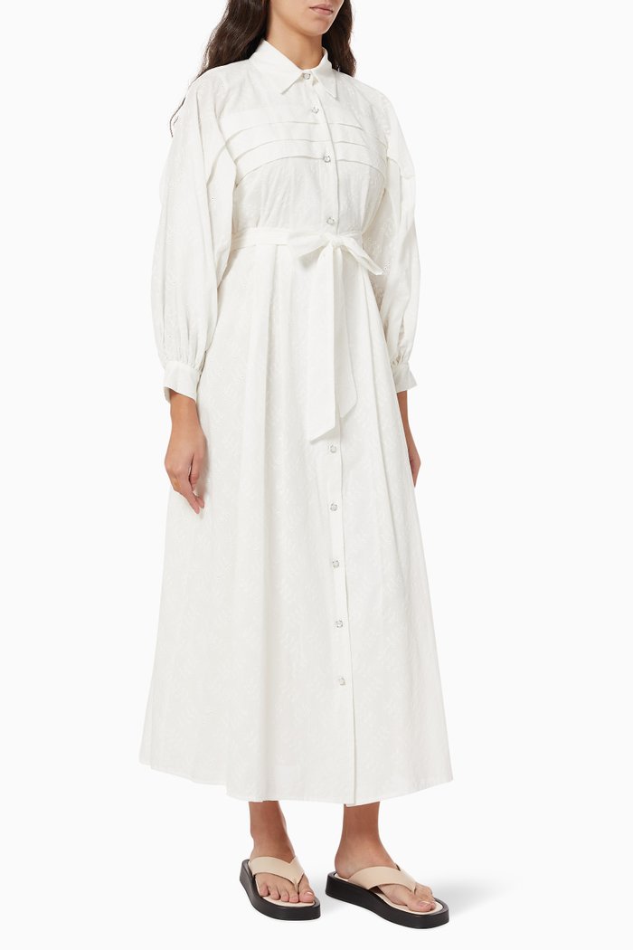 

Buttoned Shirt Dress in Cotton, White