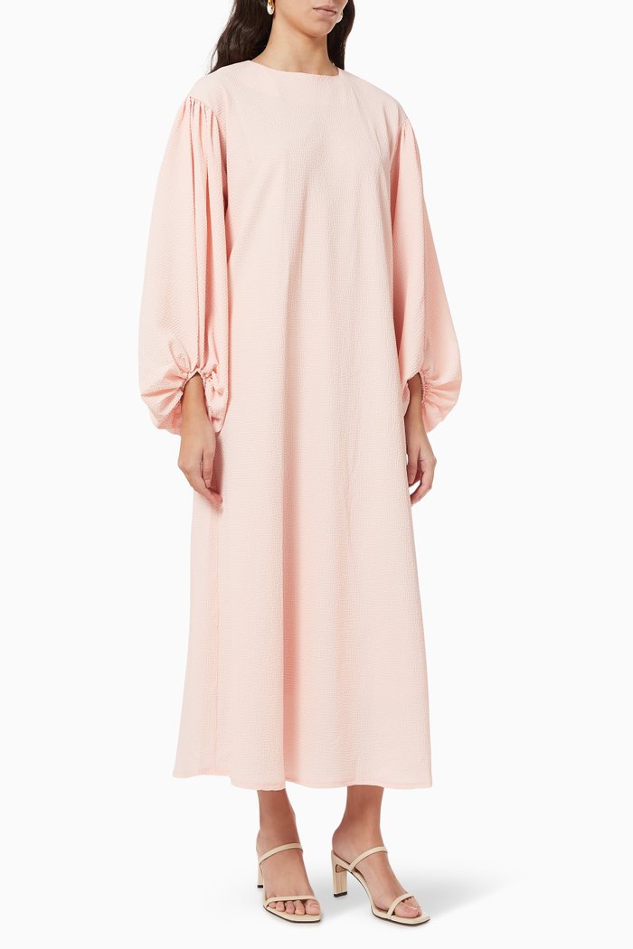

Balloon Sleeves Maxi Dress in Cotton, Pink
