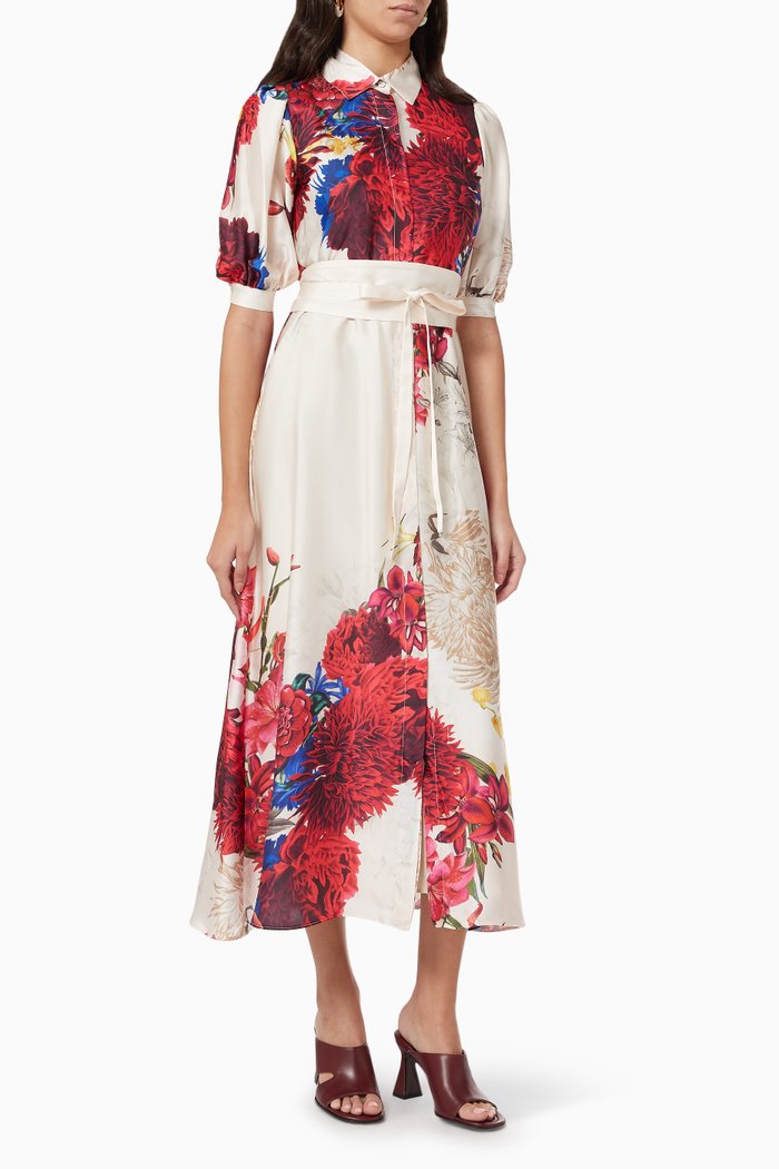 

Floral Midi Dress in Crepe, Multicolour