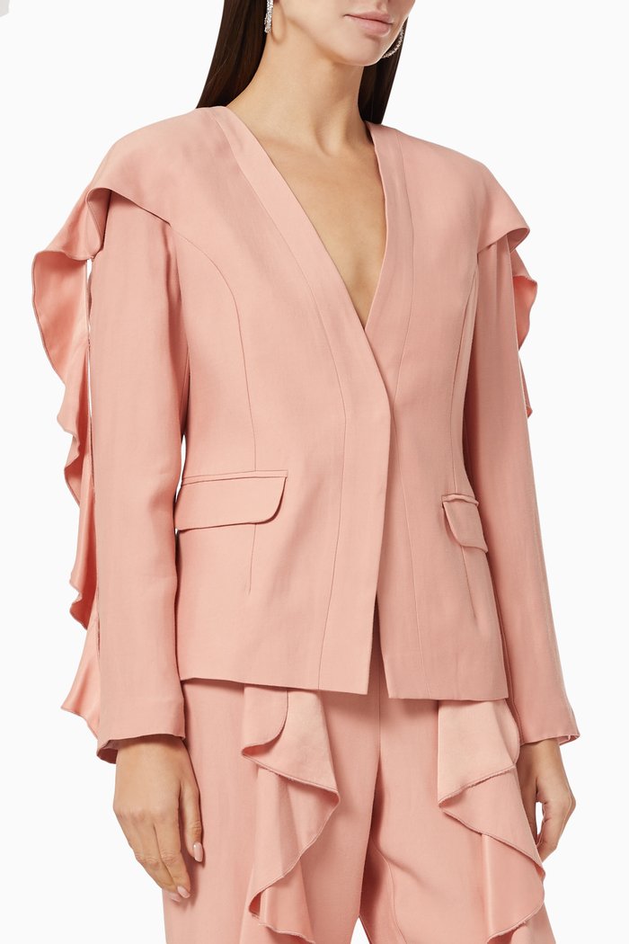 

Ruffled Jacket in Crepe, Pink