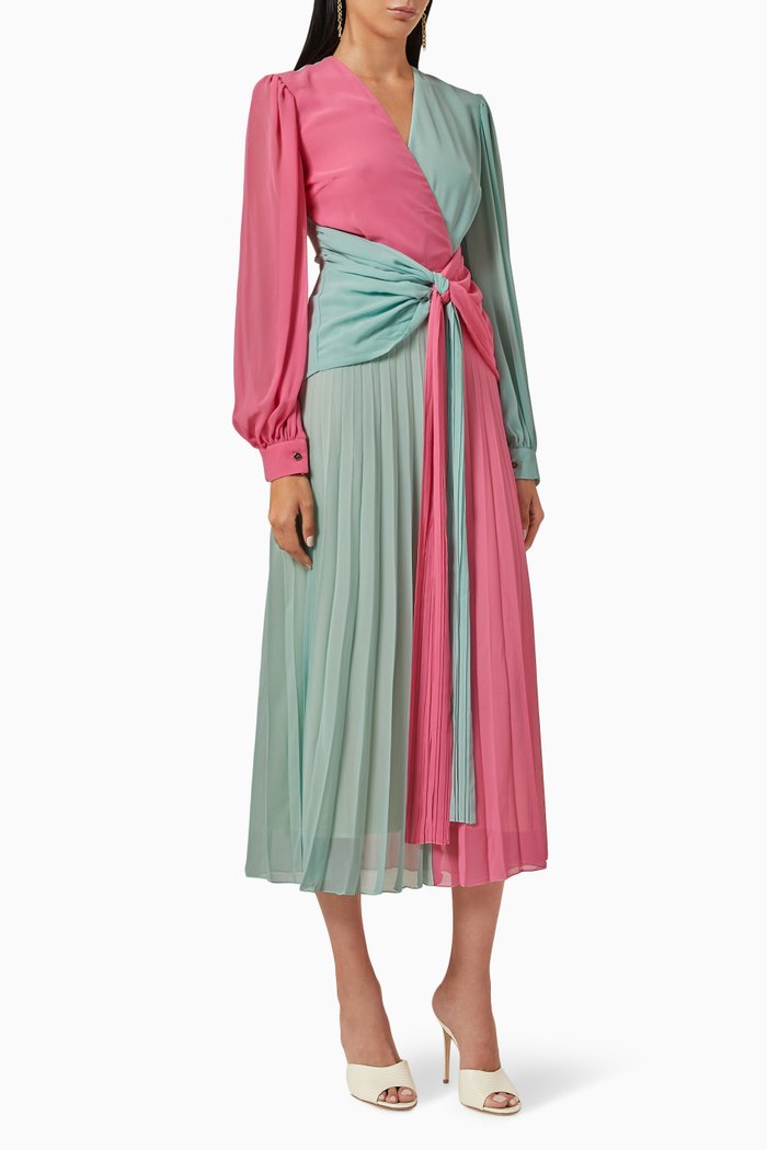 

Colour-blocked Draped Maxi Dress in Chiffon, Multicolour