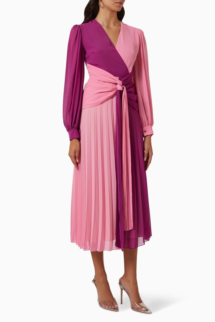 

Colour-blocked Draped Maxi Dress in Chiffon, Pink