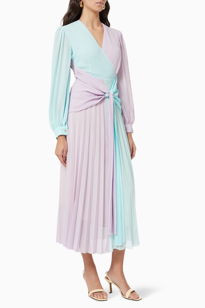 

Colour-blocked Draped Maxi Dress in Chiffon, Purple