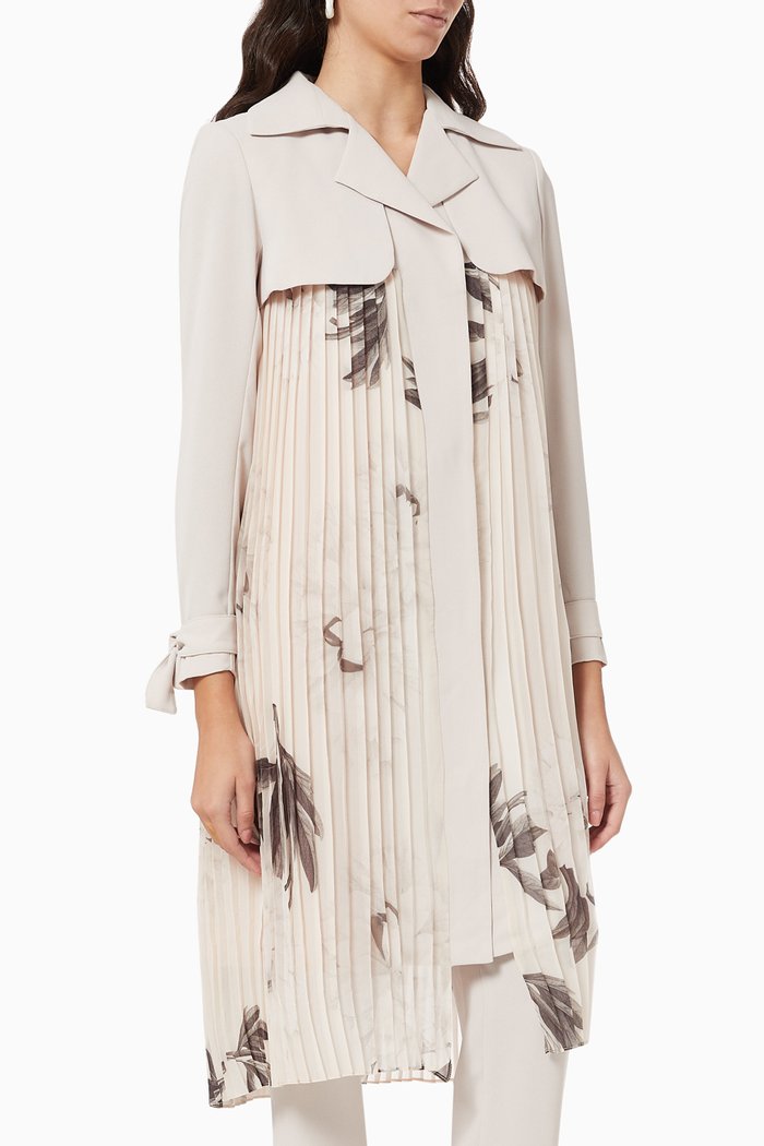

Floral Blazer Jacket in Crepe & Chiffon, Grey