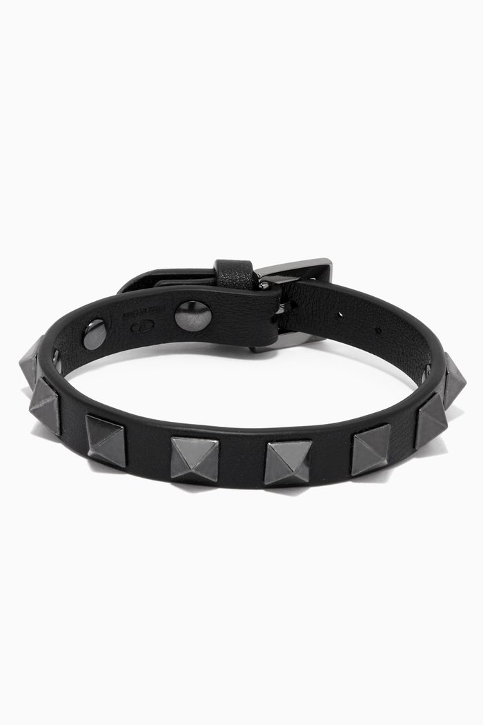 

Valentino Garavani Rockstud Bracelet in Calfskin, Black