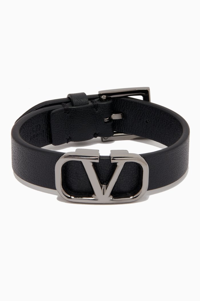 

Valentino Garavani VLOGO Bracelet in Leather, Black