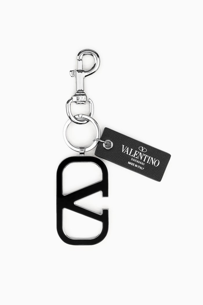 

Valentino Garavani VLOGO Keyring in Metal, Black