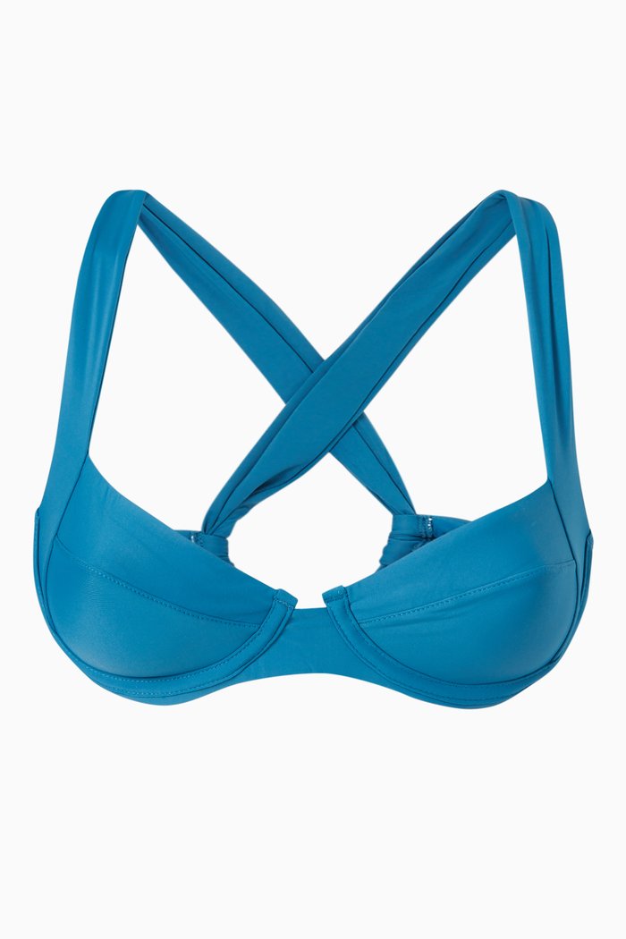 Perla Halter Bikini Top, Blue